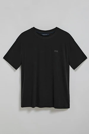 Black round-neck T-shirt with Polo Club rubber logo - Image 5