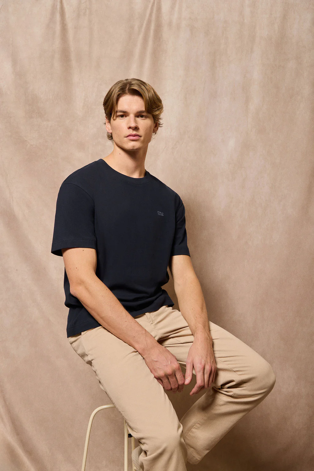 Navy-blue round-neck T-shirt with Polo Club rubber logo - Image 7