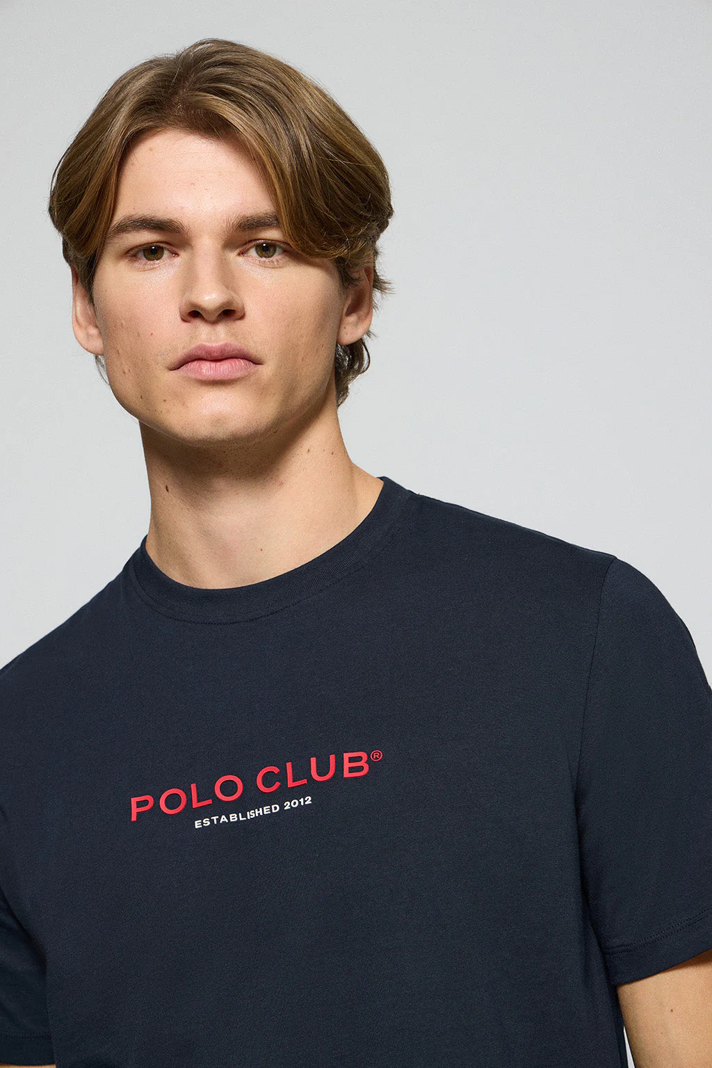 Navy-blue round-neck tee with Polo Club rubber logo - Image 2