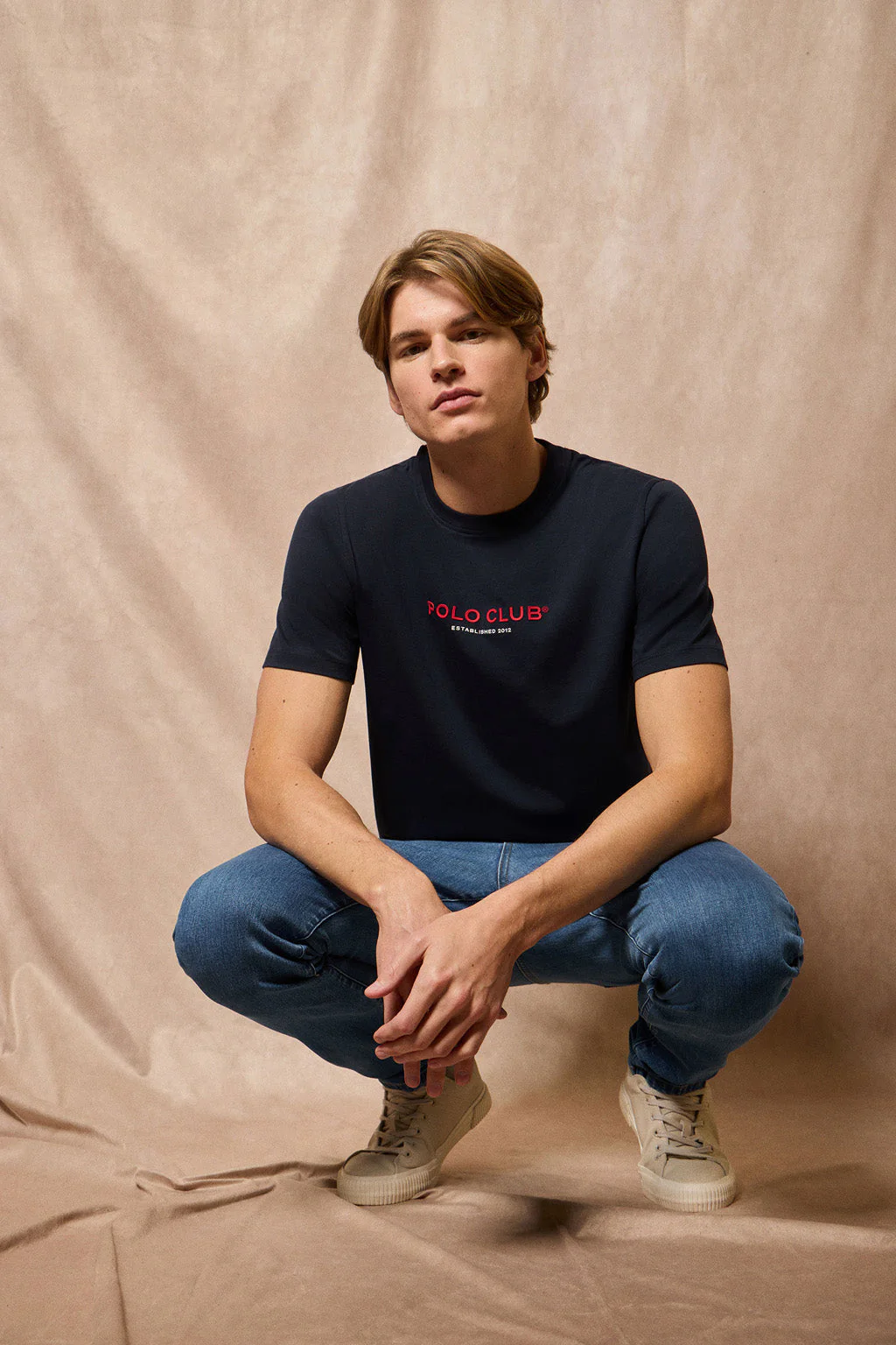 Navy-blue round-neck tee with Polo Club rubber logo - Image 4