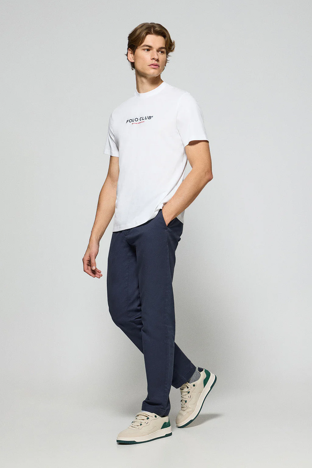 White round-neck tee with Polo Club rubber logo - Image 4