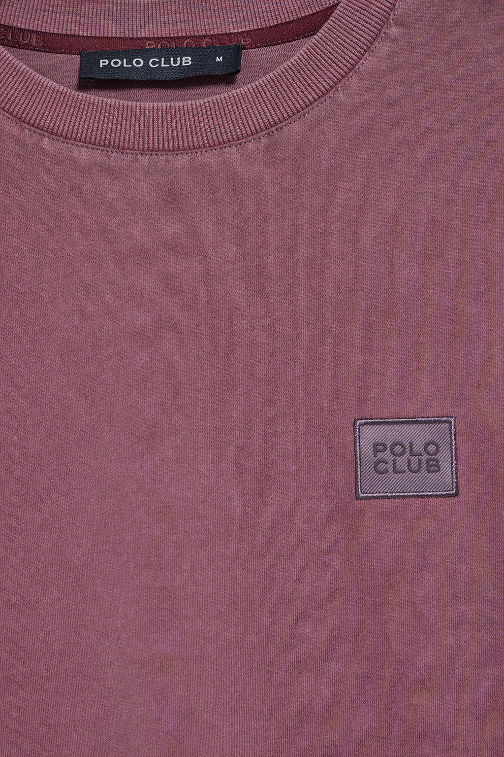 Plum garment-dyed tee with round neck and Polo Club rubber logo - Image 6
