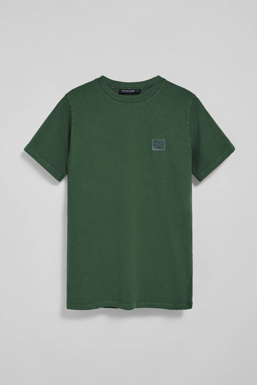 Green garment-dyed tee with round neck and Polo Club rubber logo - Image 5