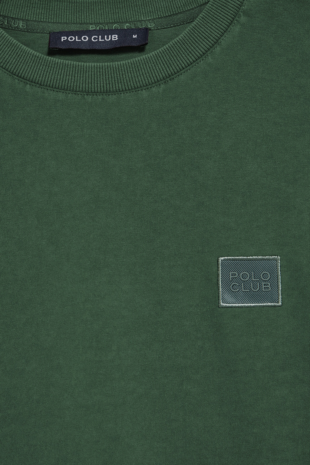 Green garment-dyed tee with round neck and Polo Club rubber logo - Image 7