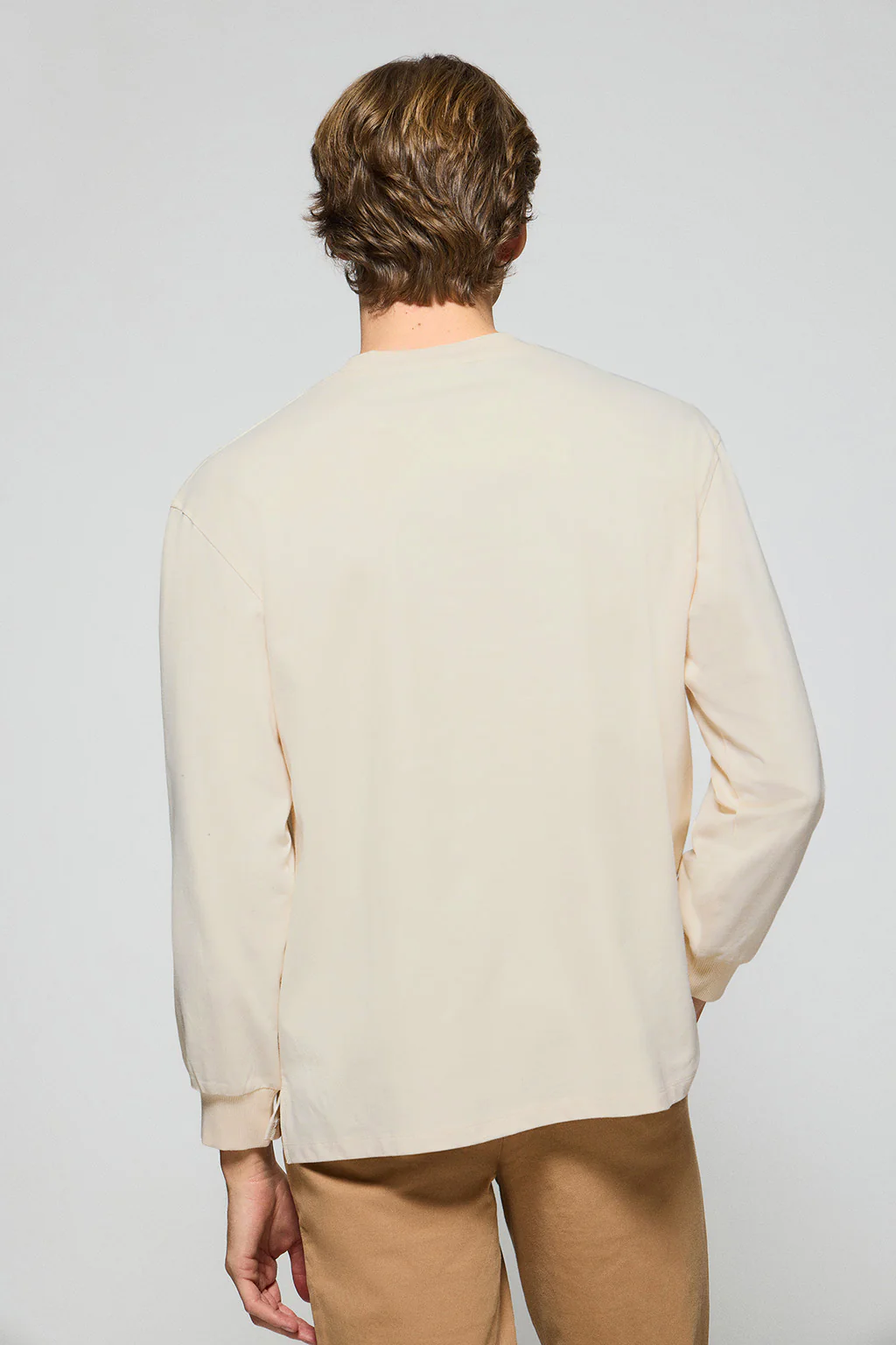 Nude round-neck long-sleeve T-shirt with Polo Club detail - Image 2