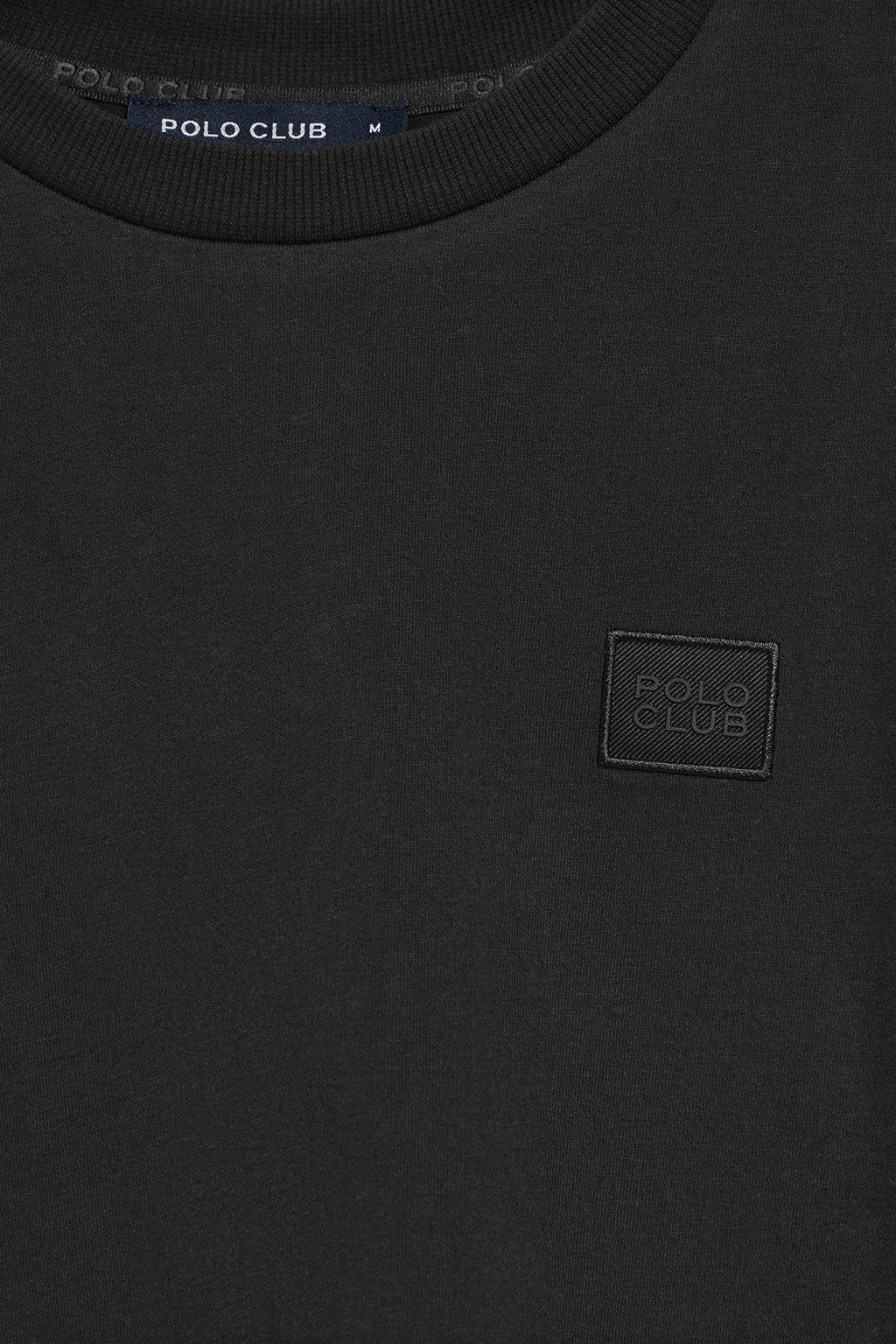 Black round-neck long-sleeve T-shirt with Polo Club detail - Image 3