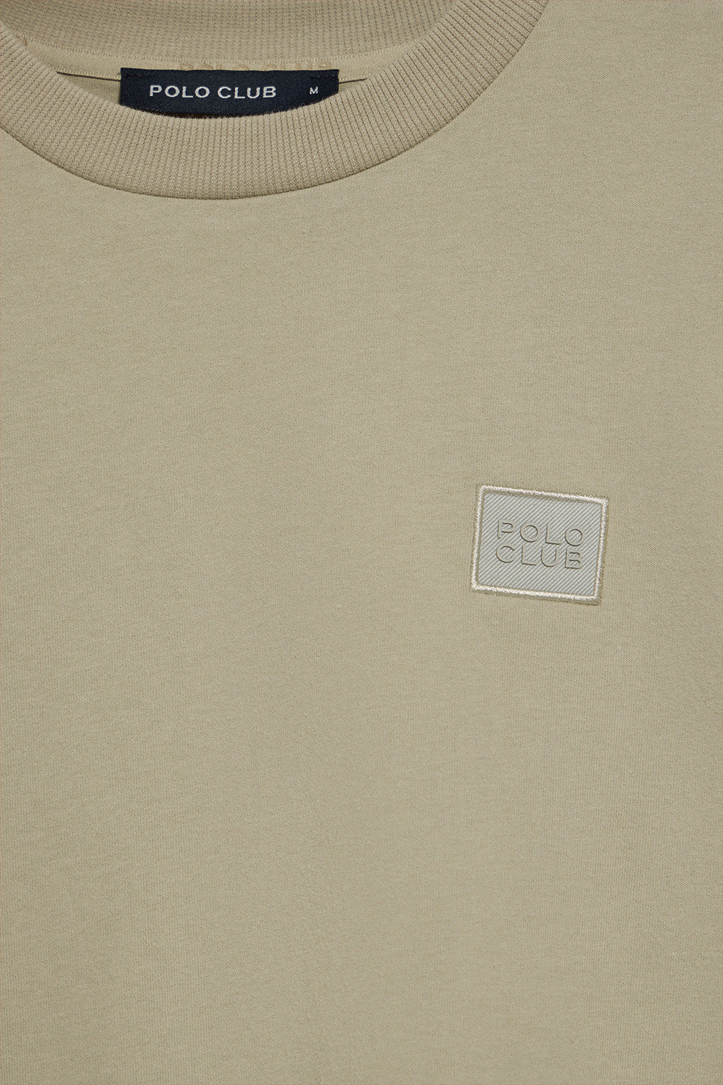 Stone-grey round-neck long-sleeve T-shirt with Polo Club detail - Image 3