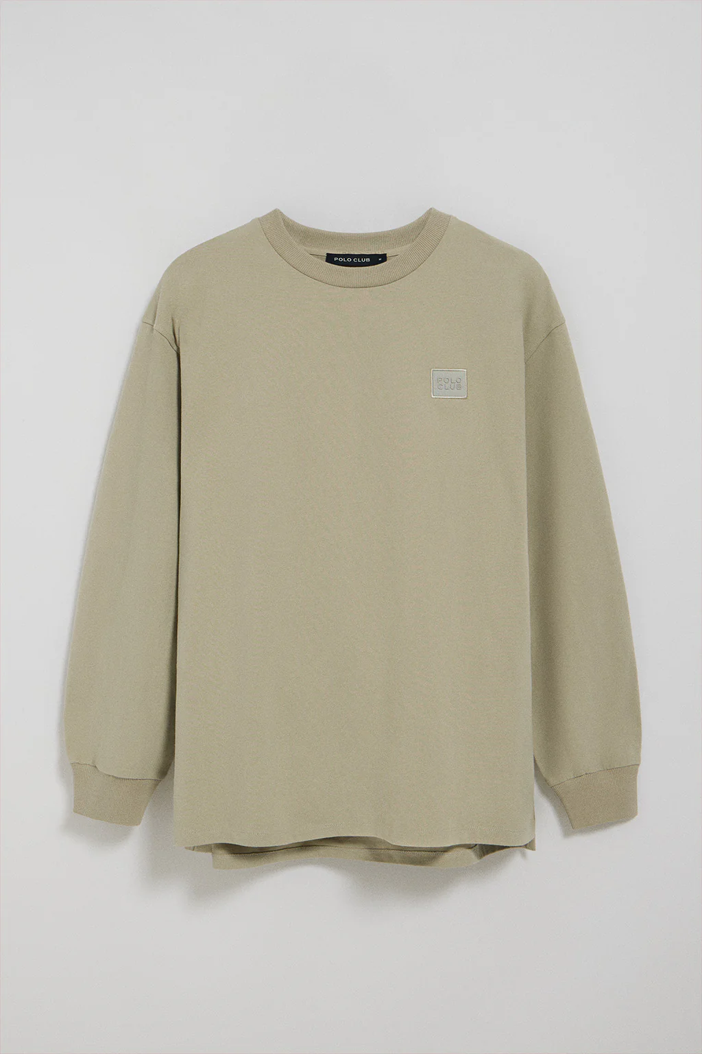 Stone-grey round-neck long-sleeve T-shirt with Polo Club detail - Image 4