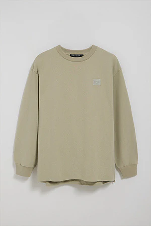Stone-grey round-neck long-sleeve T-shirt with Polo Club detail - Image 5