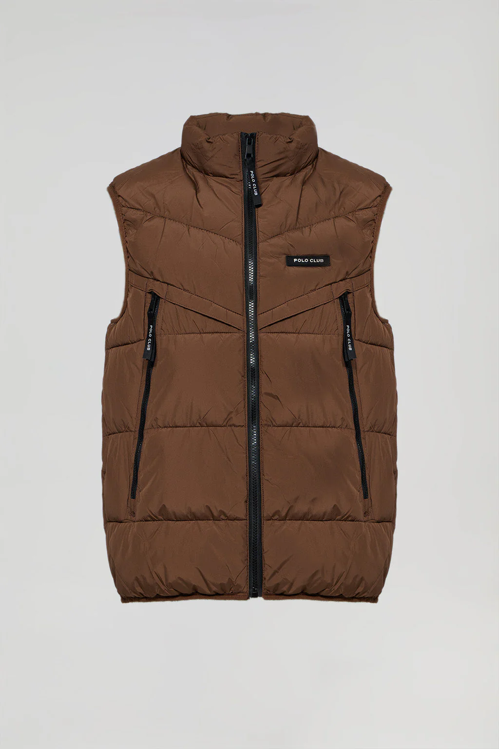 Brown puffer vest with branded details - Image 5