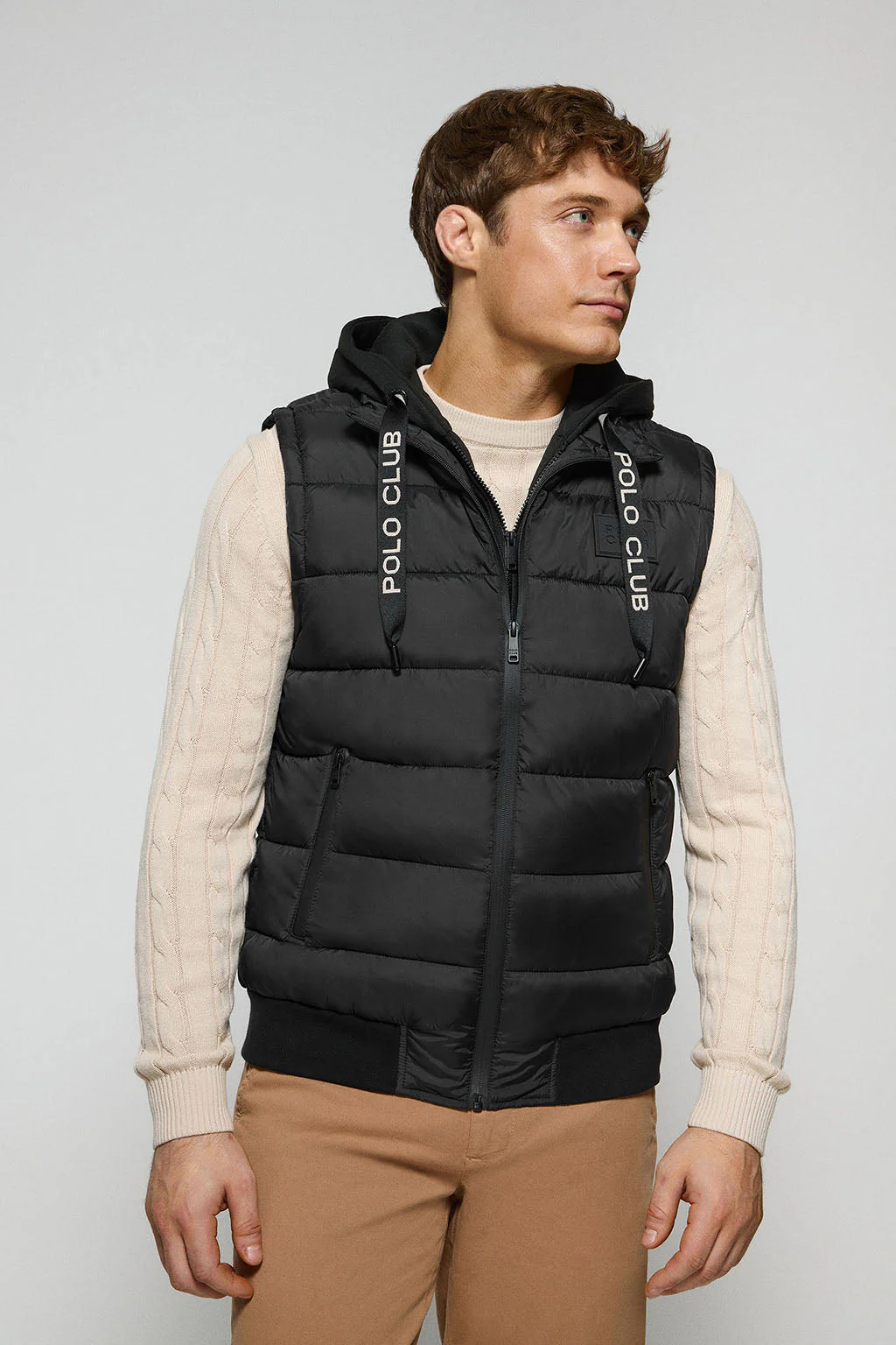 Black puffer vest Canyon with Polo Club details