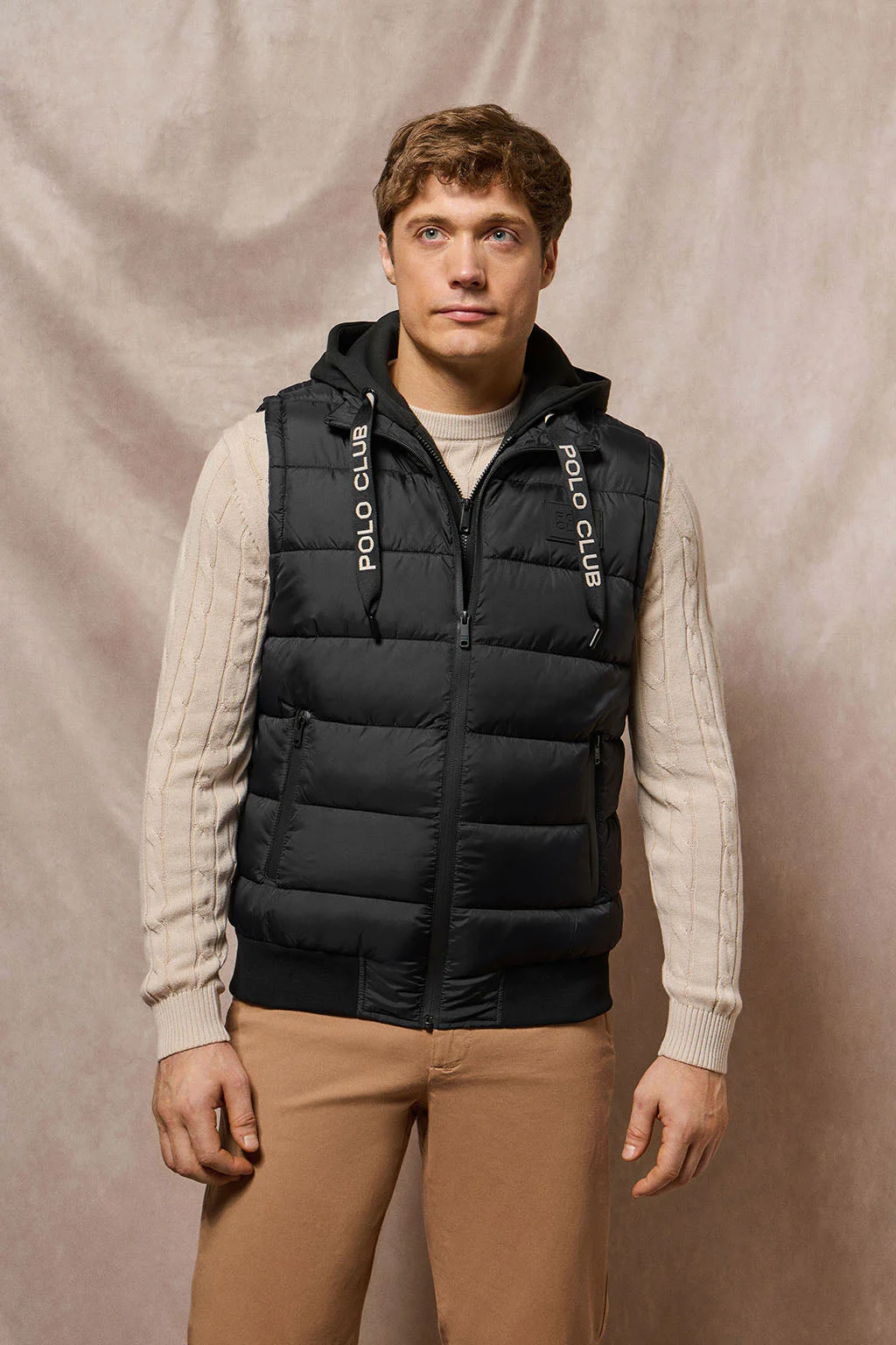Black puffer vest Canyon with Polo Club details - Image 4