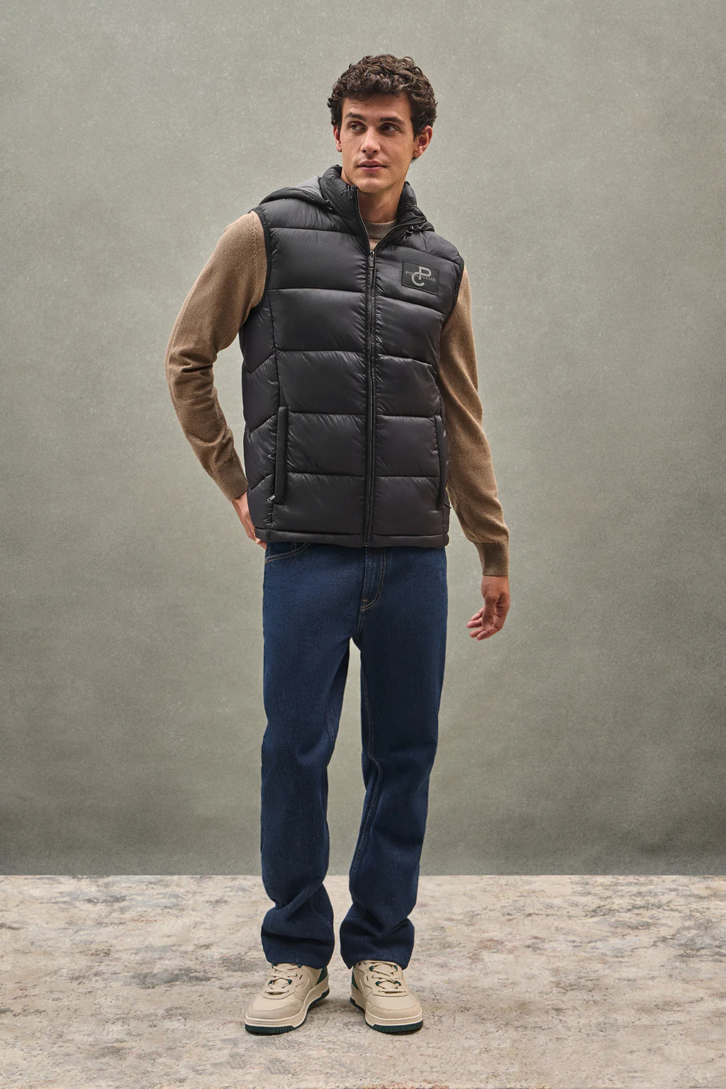 Black ultralight vest with Polo Club logo