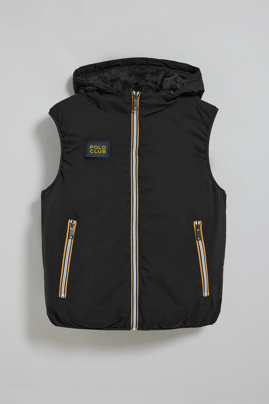 Black light vest with fixed hood and Polo Club details - Image 9