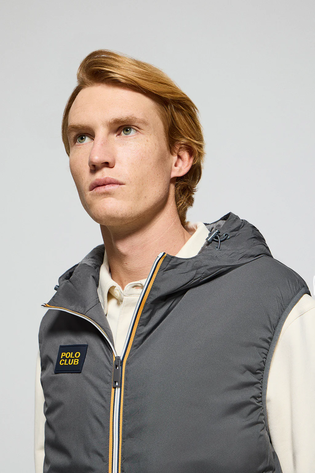 Dark-grey light vest with fixed hood and Polo Club details - Image 3