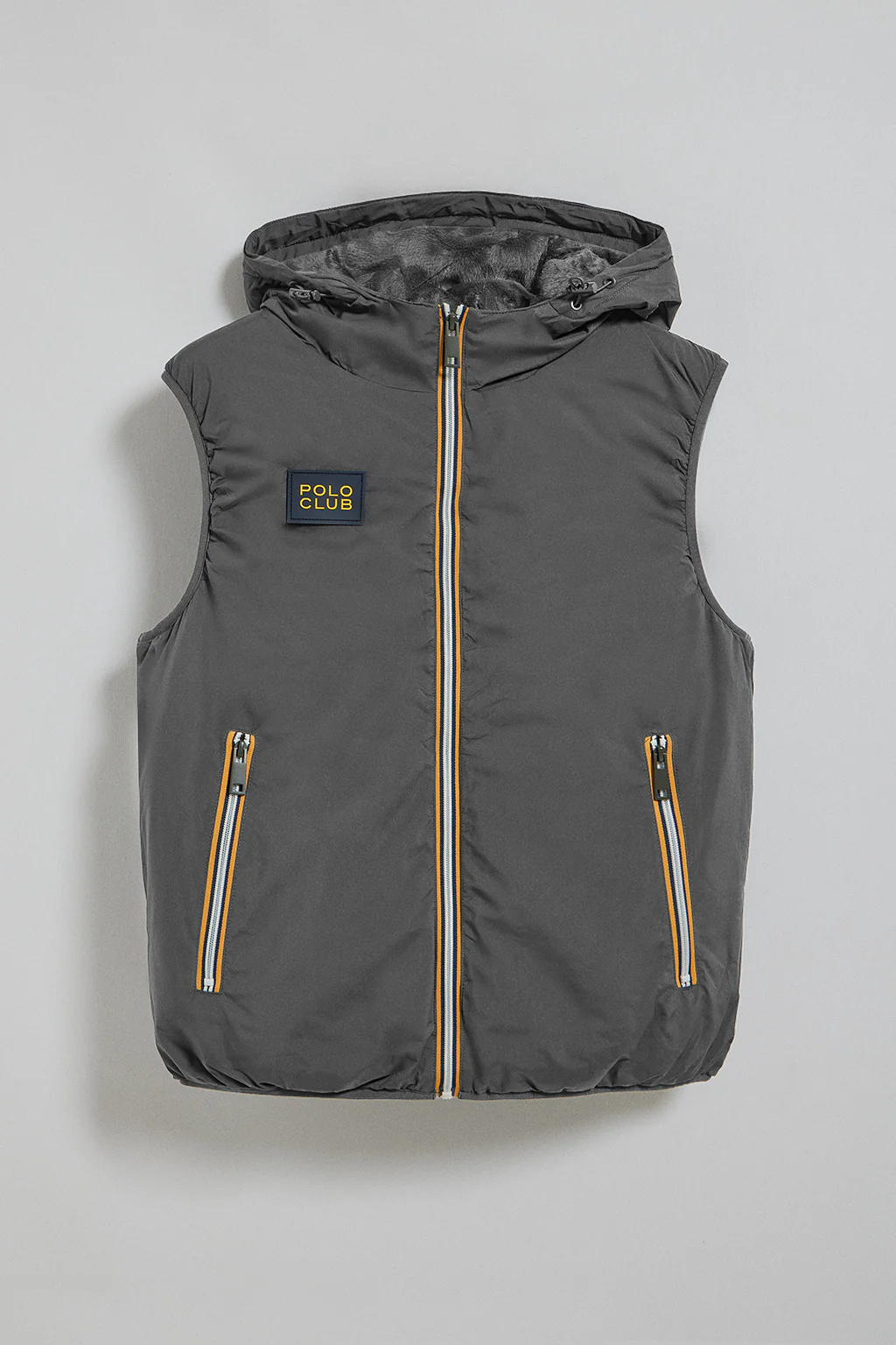 Dark-grey light vest with fixed hood and Polo Club details - Image 5
