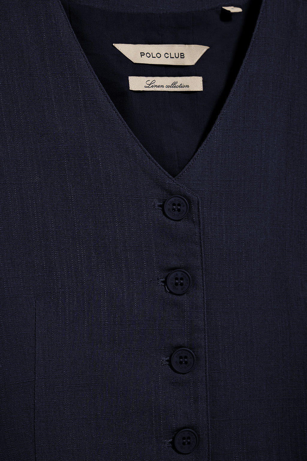 Navy-blue vest Deia in cotton and linen with Polo Club details - Image 7