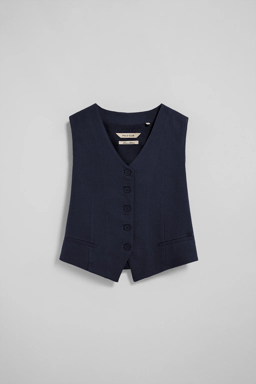 Navy-blue vest Deia in cotton and linen with Polo Club details - Image 9