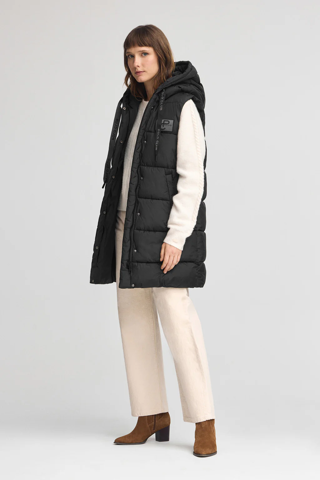 Black reversible long vest with Polo Club logo - Image 4