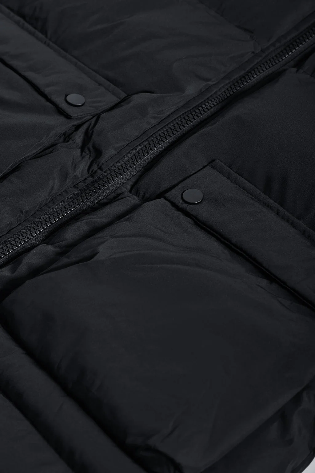 Black long puffer vest with pockets and Polo Club print - Image 7