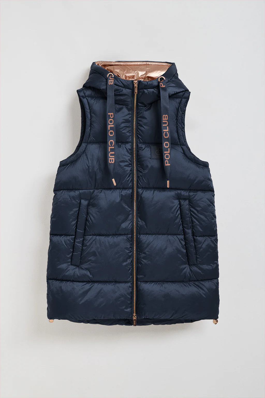 Navy-blue puffer vest Ice with fixed hood and Polo Club details - Image 10
