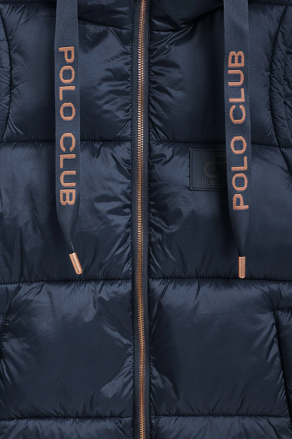 Navy-blue puffer vest Ice with fixed hood and Polo Club details - Image 8