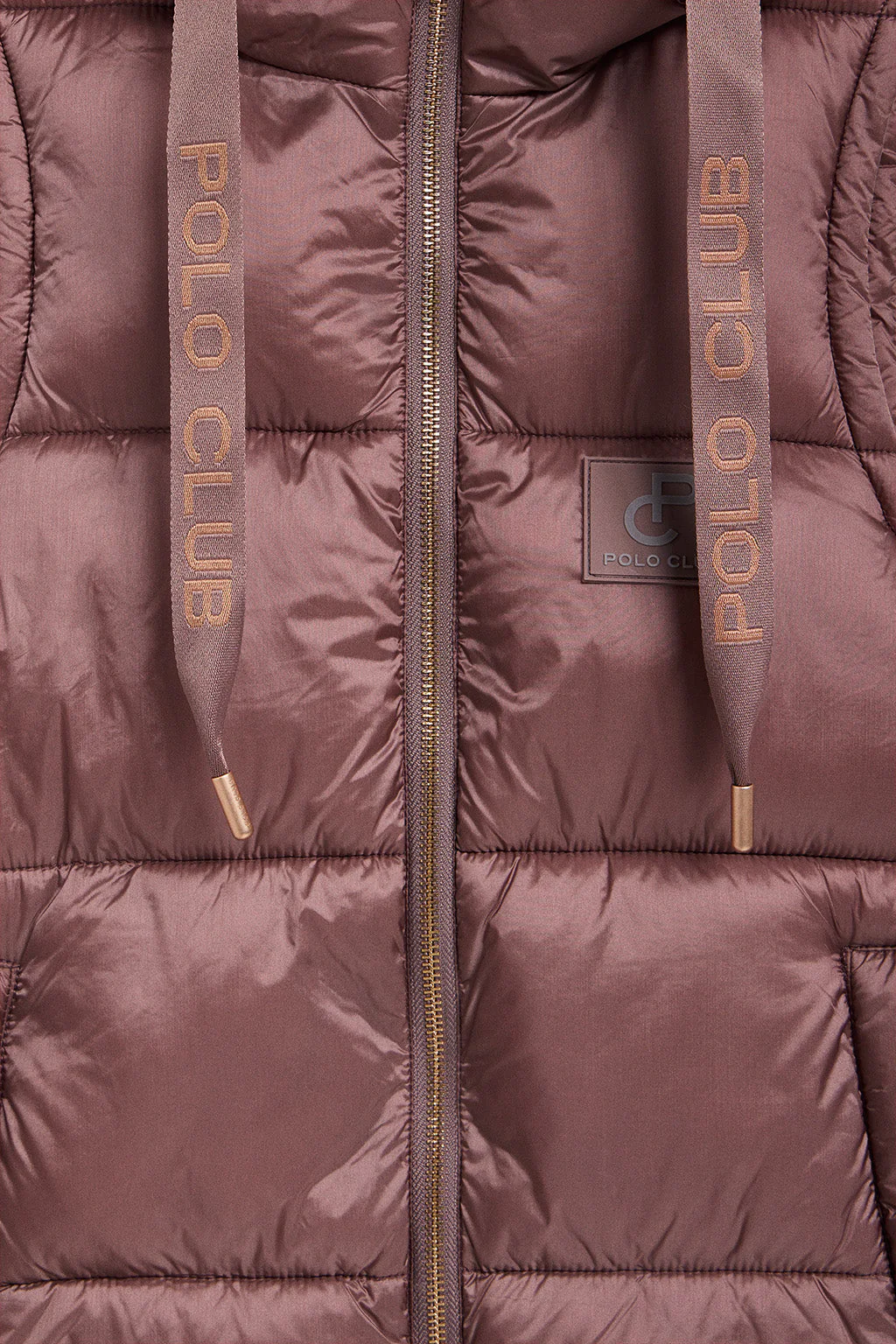 Taupe-pink puffer vest Ice with fixed hood and Polo Club details - Image 7