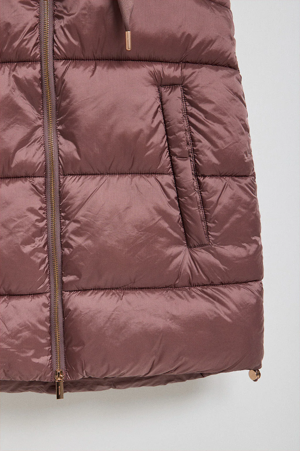Taupe-pink puffer vest Ice with fixed hood and Polo Club details - Image 8
