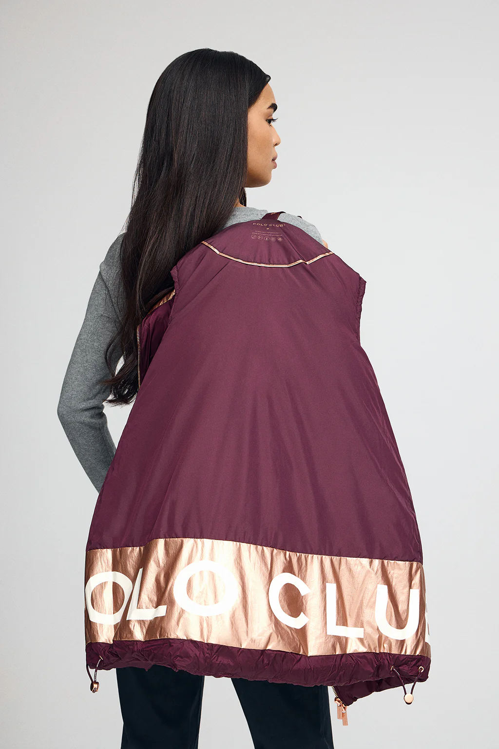 Burgundy puffer vest with Polo Club logo - Image 4