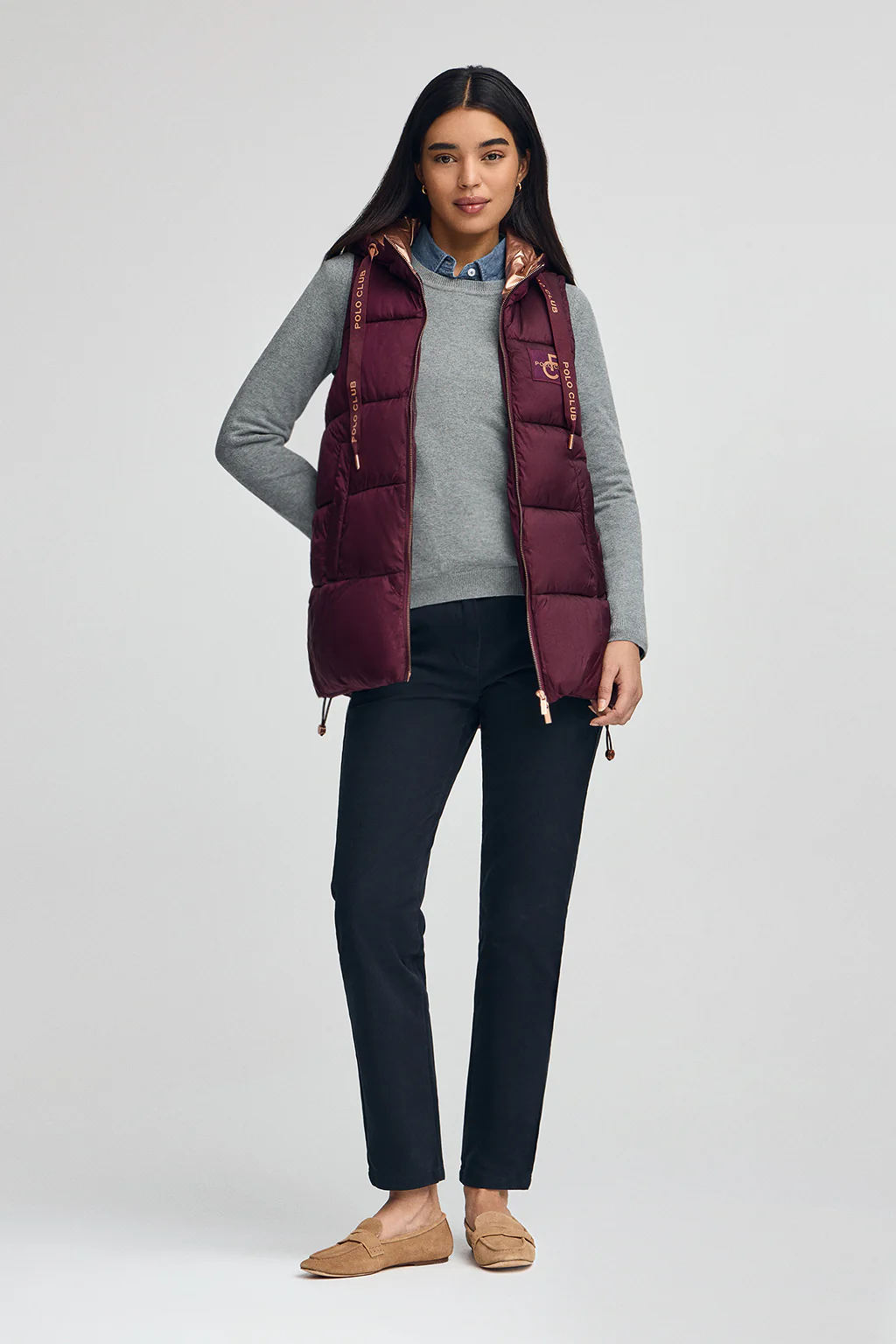 Burgundy puffer vest with Polo Club logo - Image 5