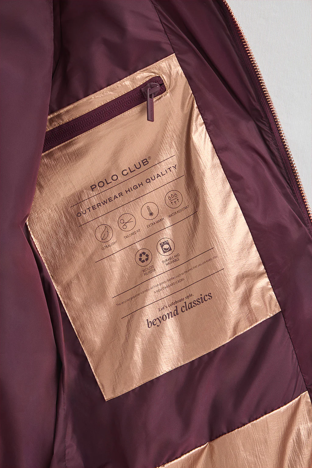 Burgundy puffer vest with Polo Club logo - Image 9