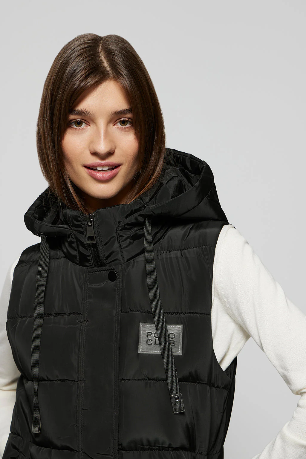 Black vest with hood and Polo Club patch