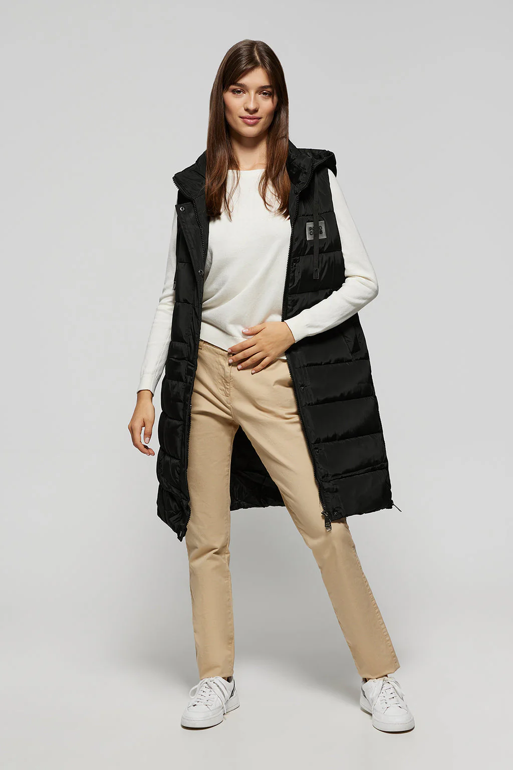 Black vest with hood and Polo Club patch - Image 2