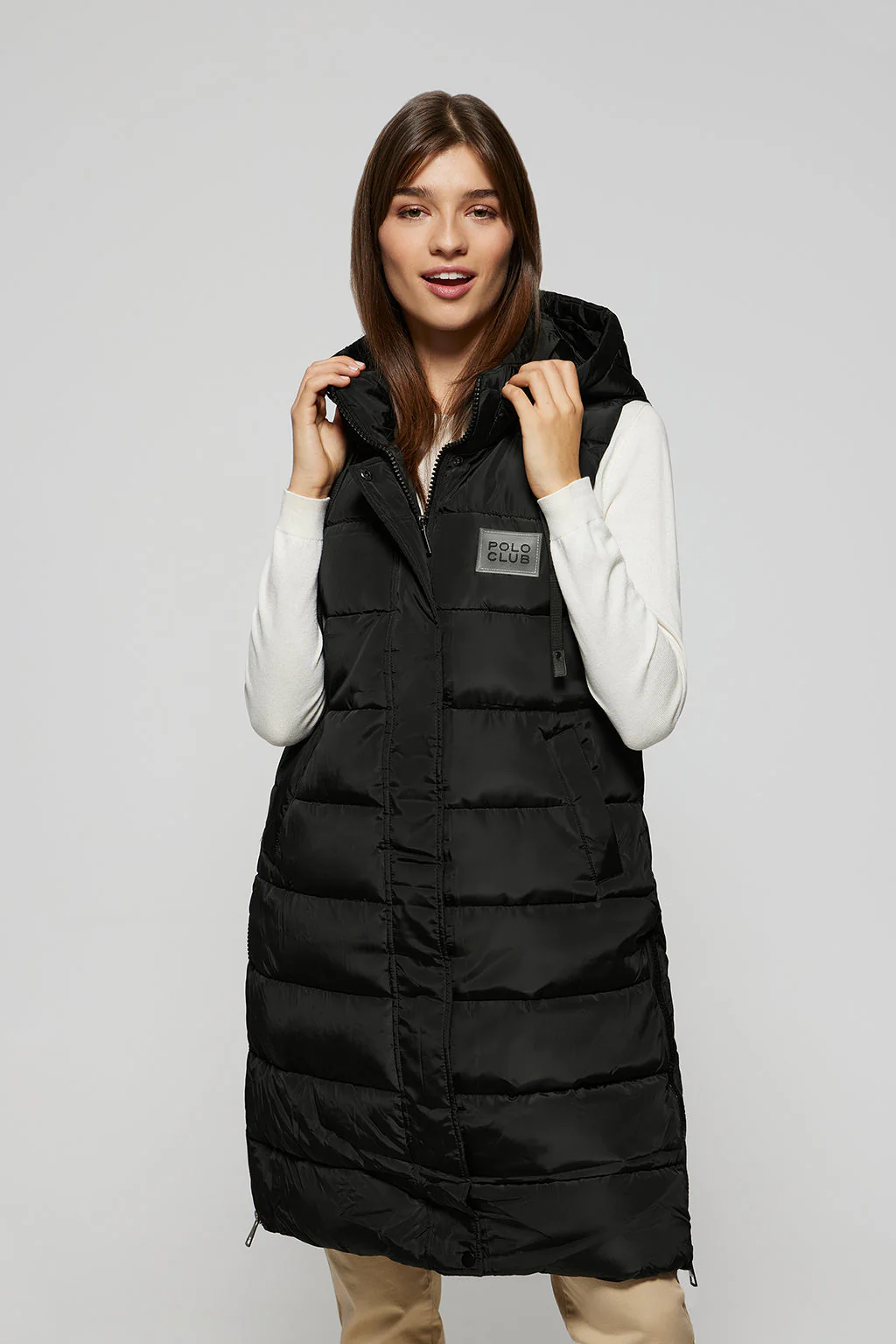 Black vest with hood and Polo Club patch - Image 3