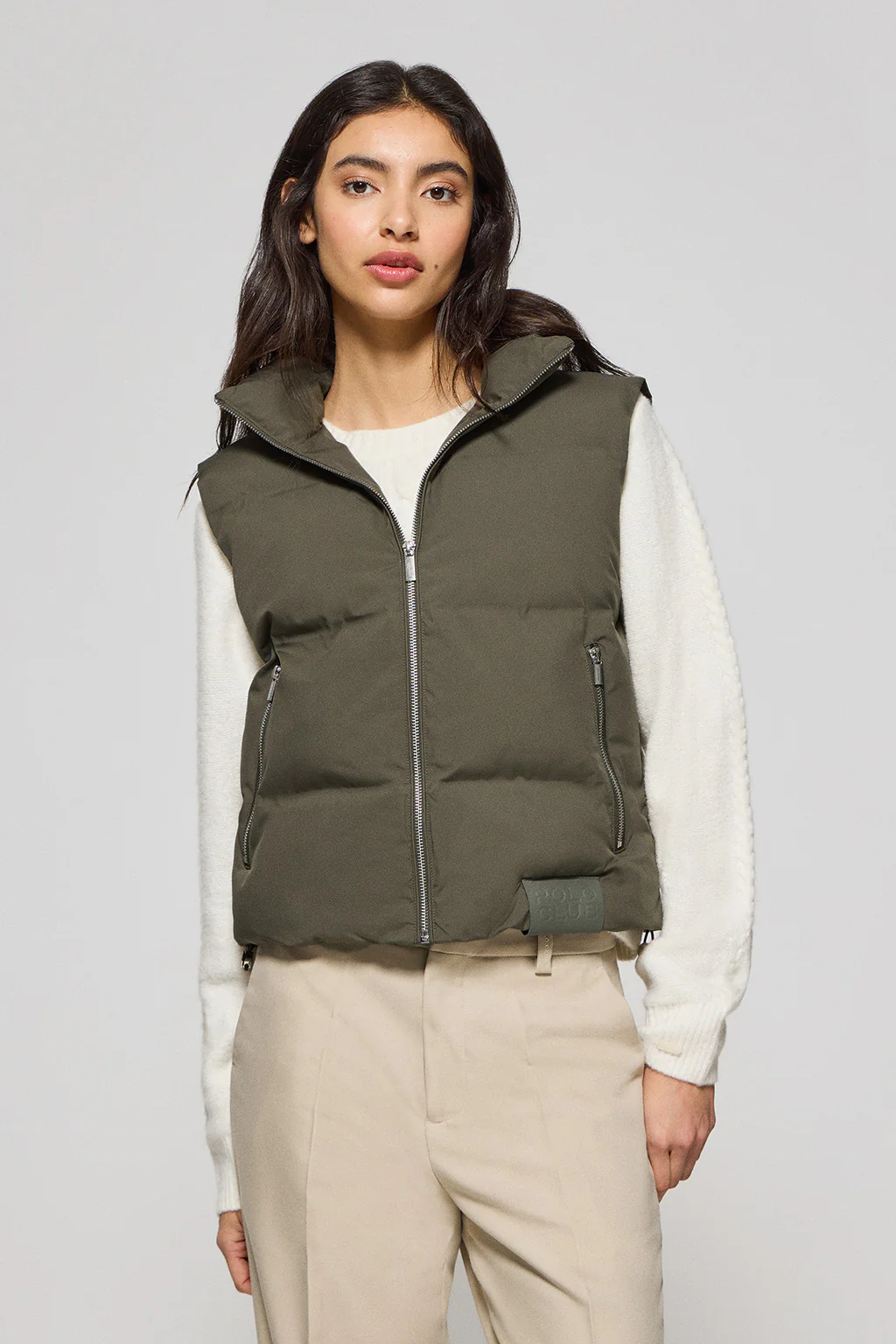 Green puffer vest New York with Polo Club details