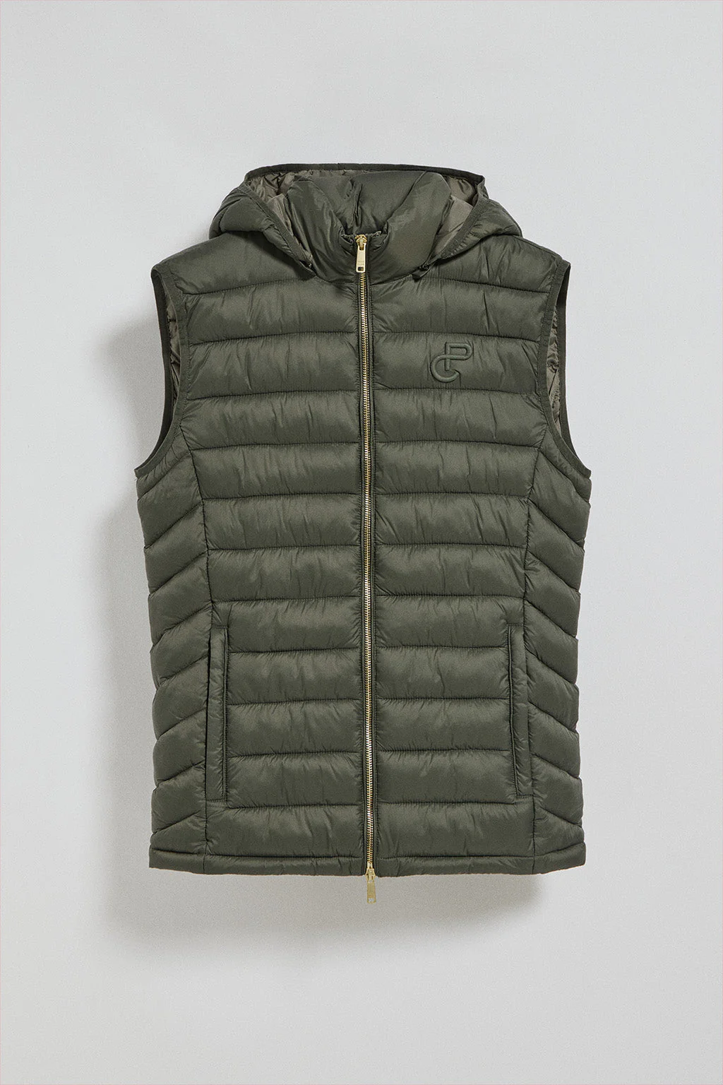 Green ultralight vest Pau with detachable hood and PC embroidery - Image 8