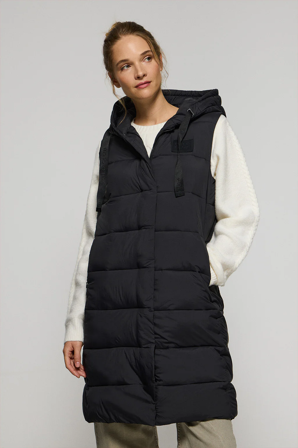 Black vest Siena with fixed hood and Polo Club details