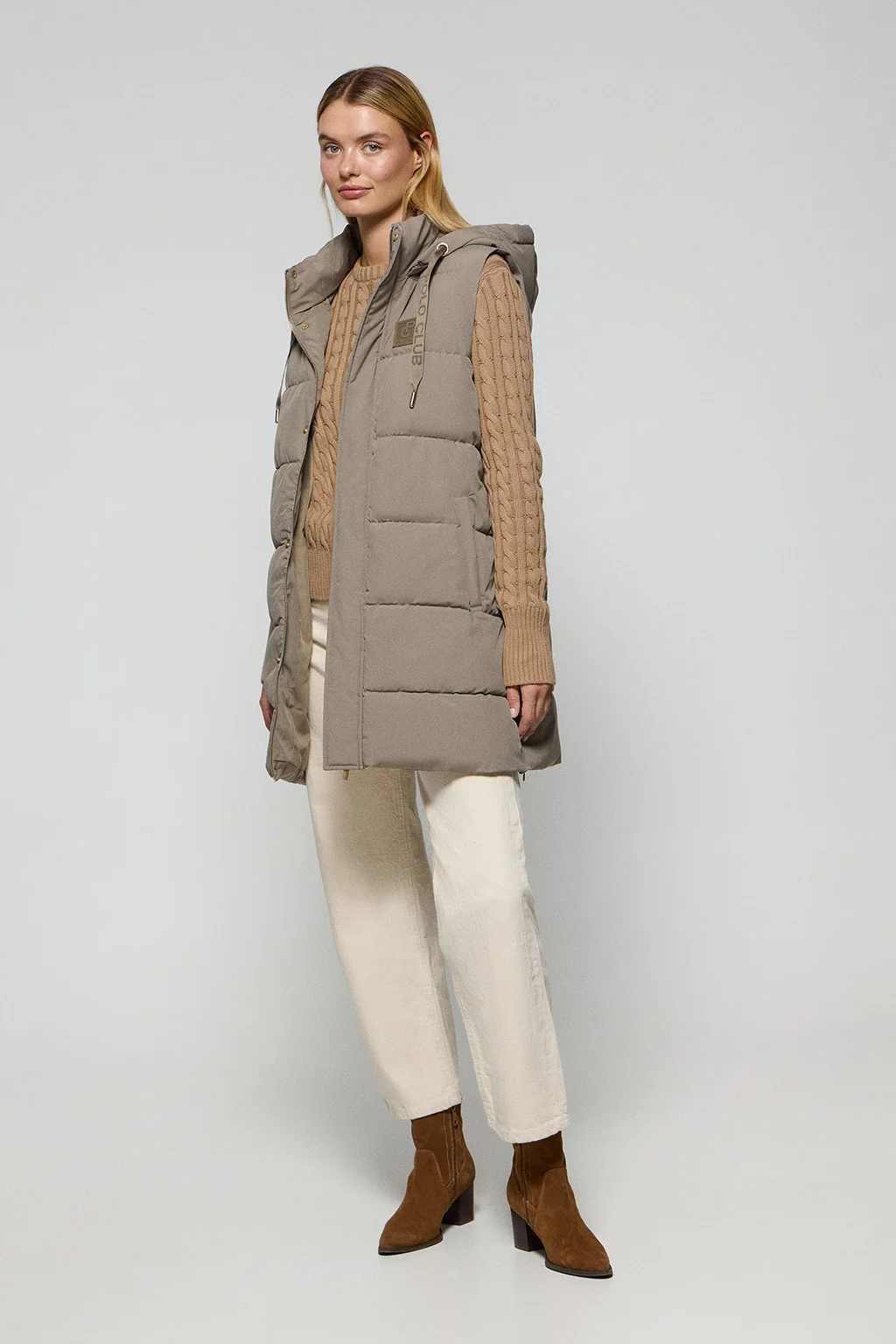 Taupe vest Tokio with detachable hood and Polo Club details - Image 4
